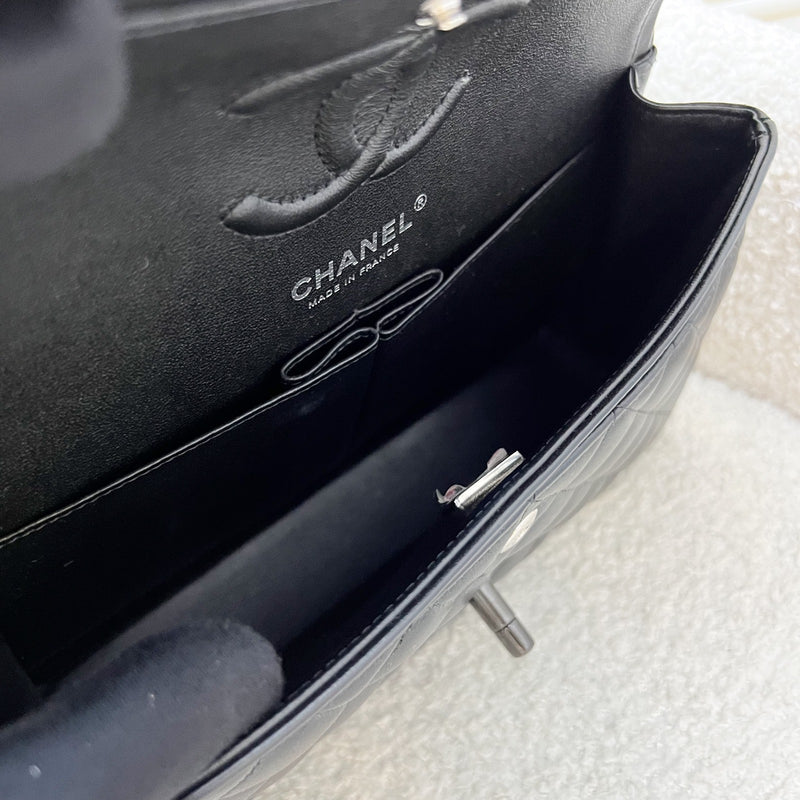 Chanel Small Classic Flap CF in So Black Lambskin and Black HW (Model: A01113)