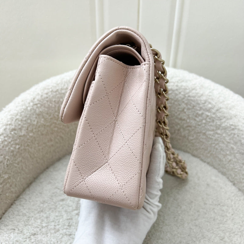 Chanel Small Classic Flap CF in 21C Rose Clair Light Pink Caviar and LGHW