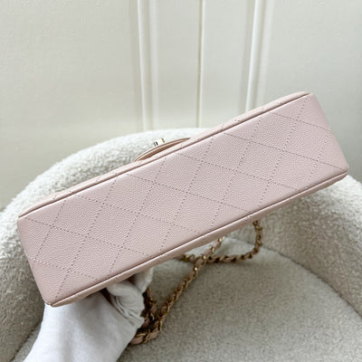 Chanel Small Classic Flap CF in 21C Rose Clair Light Pink Caviar and LGHW