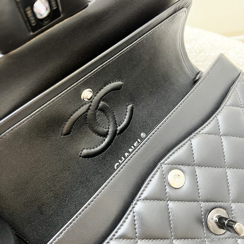 Chanel Small Classic Flap CF in So Black Lambskin and Black HW (Model: A01113)