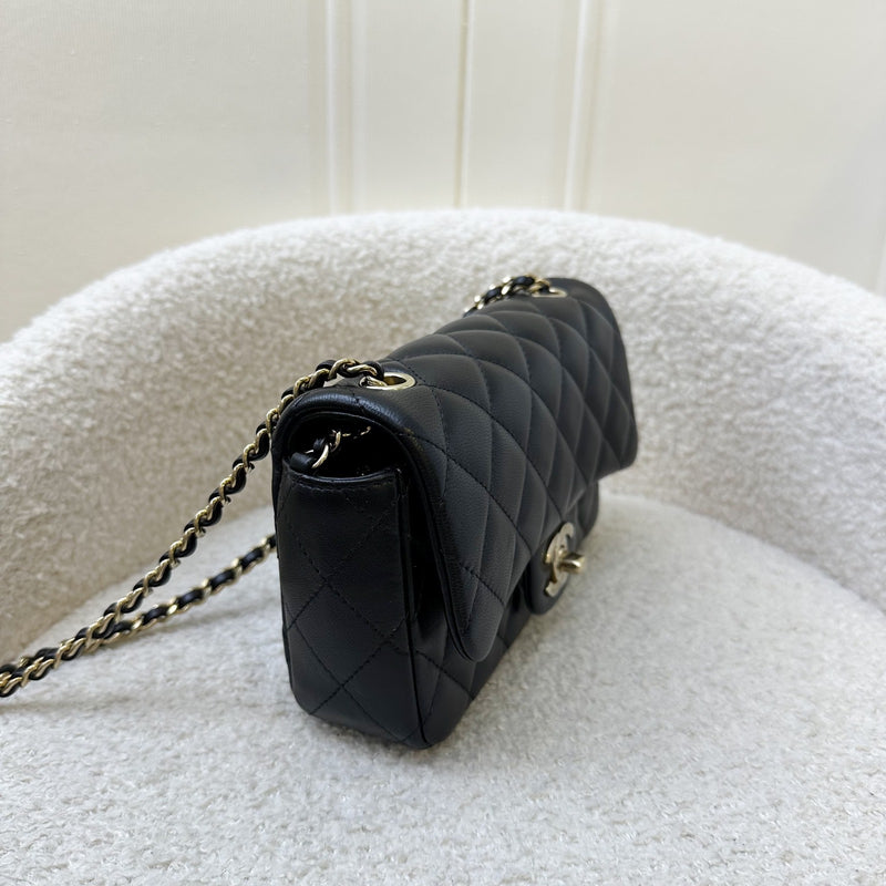 Chanel 24K Extra Mini Rectangle Classic Flap in Black Lambskin and GHW