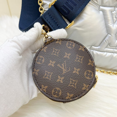 Louis Vuitton LV Maxi Multi Pochette Accessoires MPA In Metallic Navy and Silver Nylon (Model: M21057)