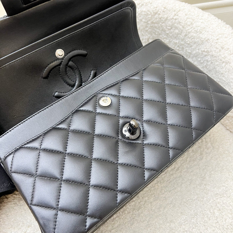 Chanel Small Classic Flap CF in So Black Lambskin and Black HW (Model: A01113)