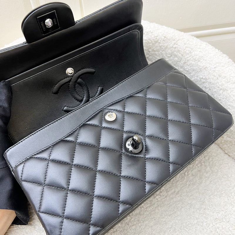 Chanel Small Classic Flap CF in So Black Lambskin and Black HW (Model: A01113)