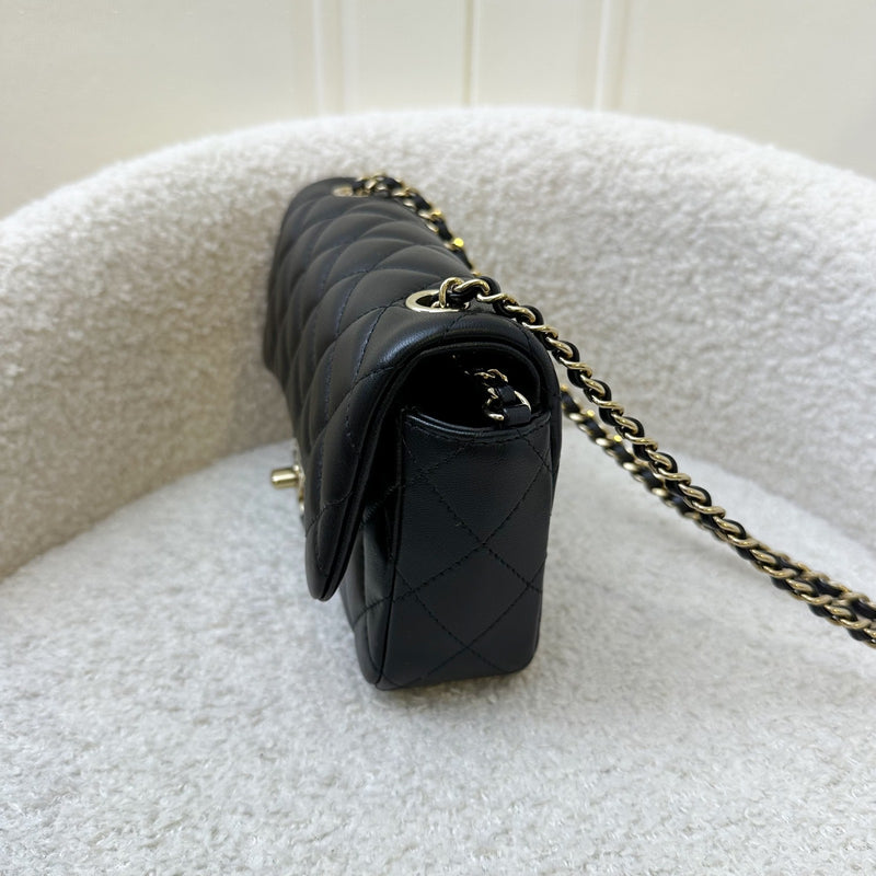 Chanel 24K Extra Mini Rectangle Classic Flap in Black Lambskin and GHW