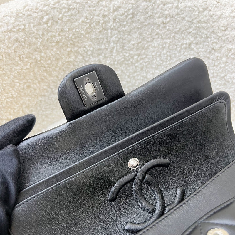 Chanel Small Classic Flap CF in So Black Lambskin and Black HW (Model: A01113)