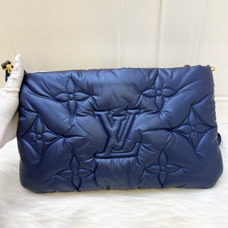 Louis Vuitton LV Maxi Multi Pochette Accessoires MPA In Metallic Navy and Silver Nylon (Model: M21057)