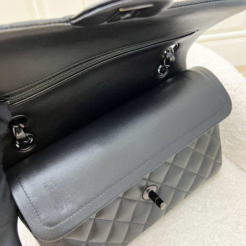 Chanel Small Classic Flap CF in So Black Lambskin and Black HW (Model: A01113)