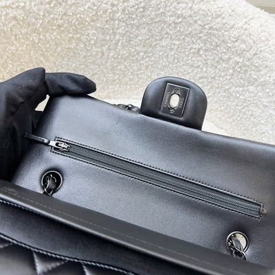 Chanel Small Classic Flap CF in So Black Lambskin and Black HW (Model: A01113)