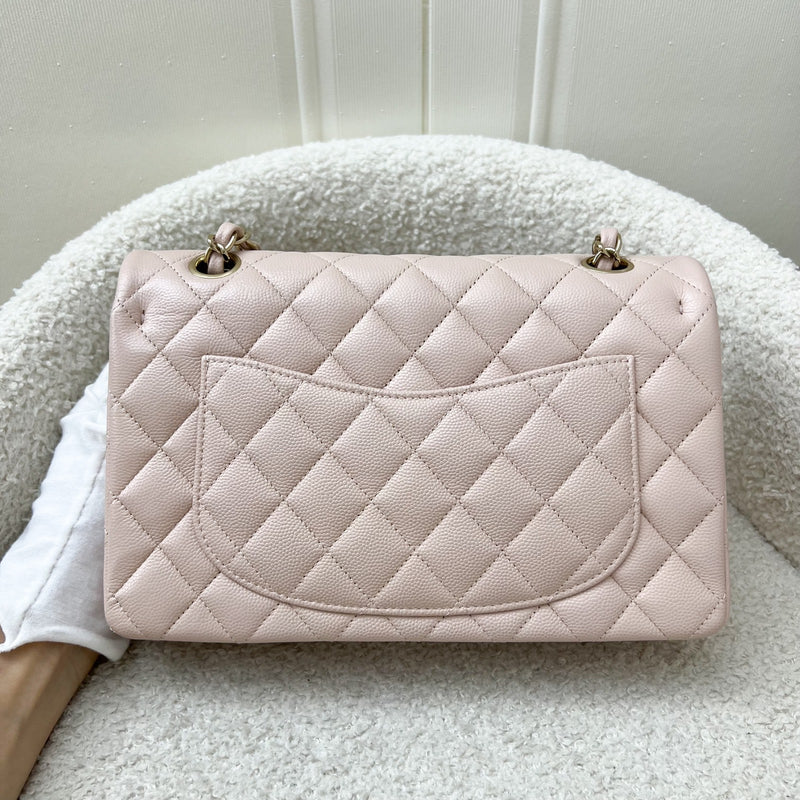 Chanel Small Classic Flap CF in 21C Rose Clair Light Pink Caviar and LGHW