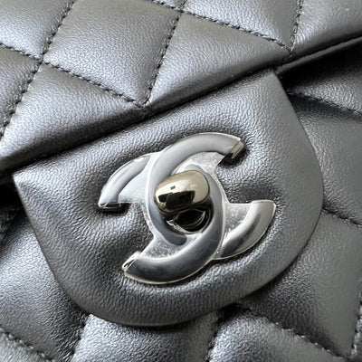 Chanel Small Classic Flap CF in So Black Lambskin and Black HW (Model: A01113)