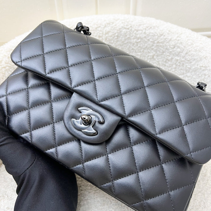 Chanel Small Classic Flap CF in So Black Lambskin and Black HW (Model: A01113)