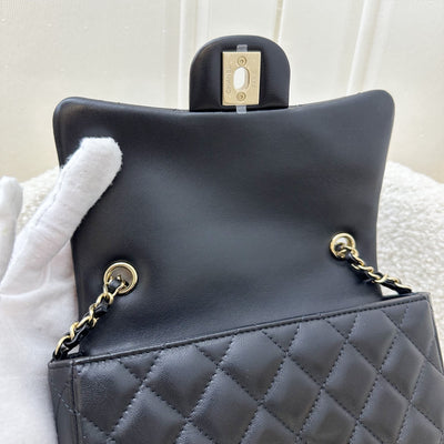 Chanel 24K Extra Mini Rectangle Classic Flap in Black Lambskin and GHW