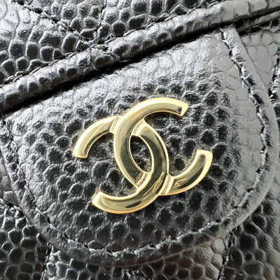 Chanel Classic Trifold Compact Wallet in Black Caviar and LGHW