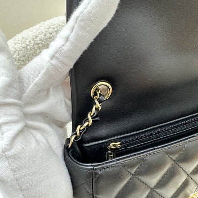 Chanel 24K Extra Mini Rectangle Classic Flap in Black Lambskin and GHW