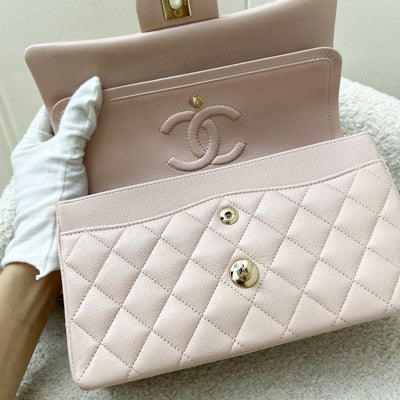 Chanel Small Classic Flap CF in 21C Rose Clair Light Pink Caviar and LGHW