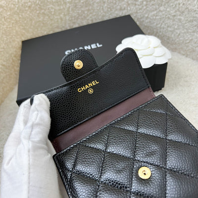 Chanel Classic Trifold Compact Wallet in Black Caviar and LGHW