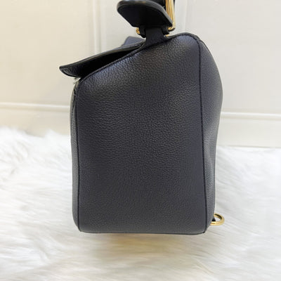 Loewe Medium Puzzle Bag In Bicolor (Dark Navy and Black) Grained Calfskin and GHW