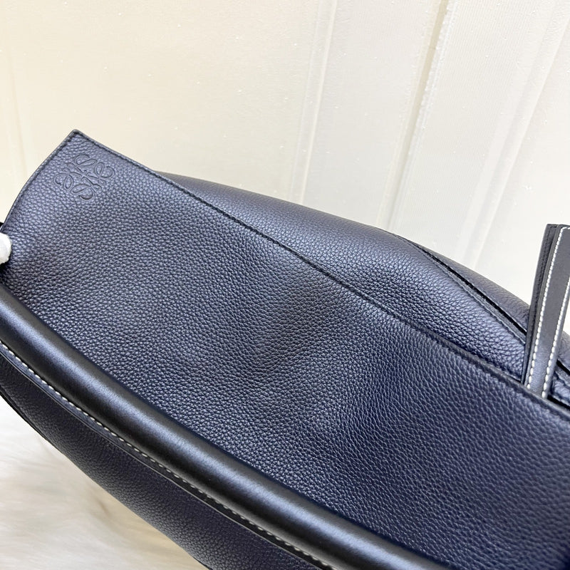 Loewe Medium Puzzle Bag In Bicolor (Dark Navy and Black) Grained Calfskin and GHW