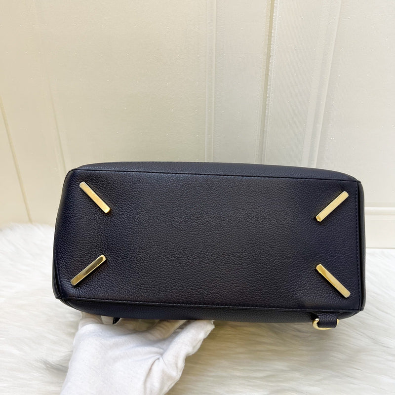 Loewe Medium Puzzle Bag In Bicolor (Dark Navy and Black) Grained Calfskin and GHW