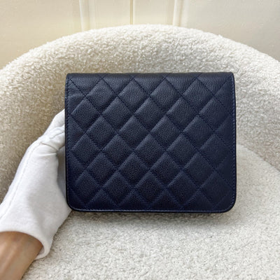 Chanel Square Wallet on Chain WOC in Navy Caviar and AGHW (Model: A84310)