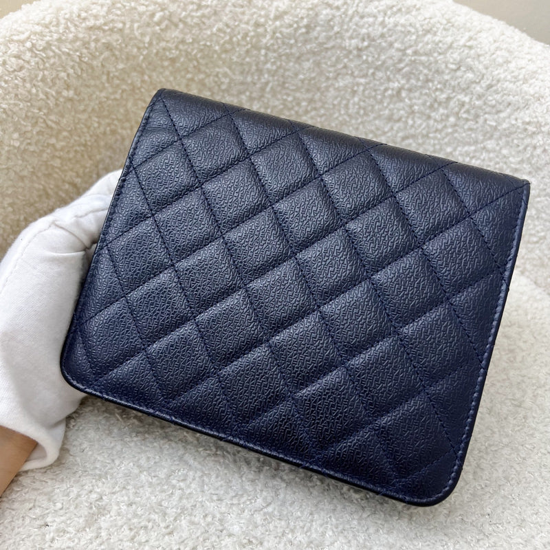 Chanel Square Wallet on Chain WOC in Navy Caviar and AGHW (Model: A84310)