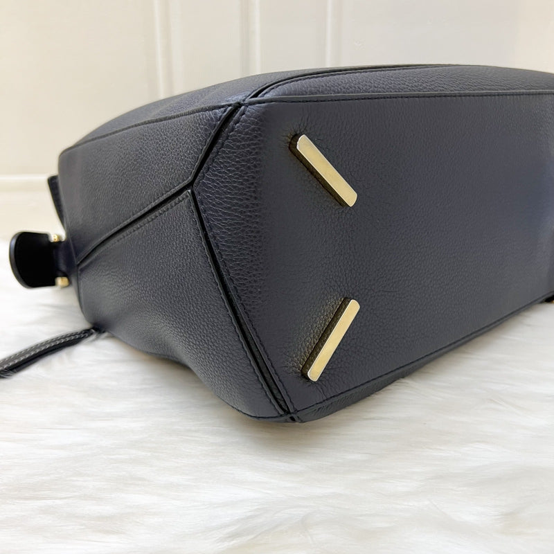 Loewe Medium Puzzle Bag In Bicolor (Dark Navy and Black) Grained Calfskin and GHW