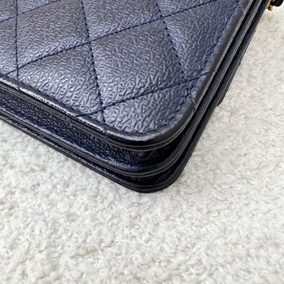 Chanel Square Wallet on Chain WOC in Navy Caviar and AGHW (Model: A84310)