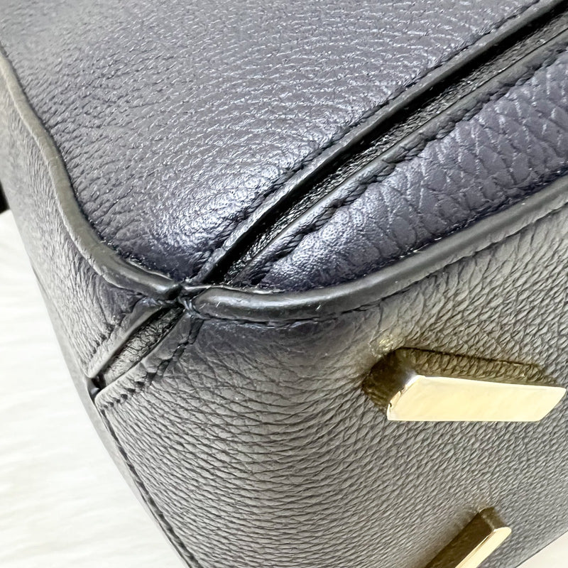 Loewe Medium Puzzle Bag In Bicolor (Dark Navy and Black) Grained Calfskin and GHW