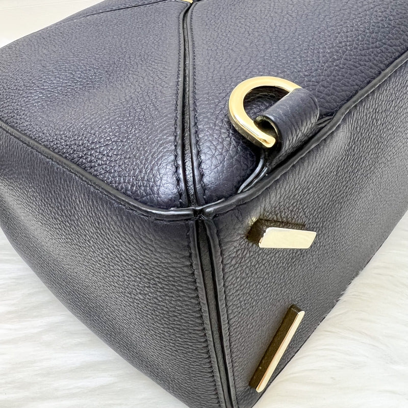 Loewe Medium Puzzle Bag In Bicolor (Dark Navy and Black) Grained Calfskin and GHW