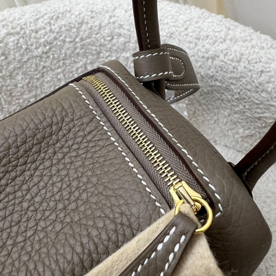 Hermes Mini Lindy in Etoupe Clemence Leather and GHW