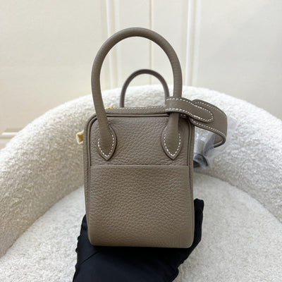 Hermes Mini Lindy in Etoupe Clemence Leather and GHW