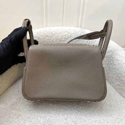 Hermes Mini Lindy in Etoupe Clemence Leather and GHW