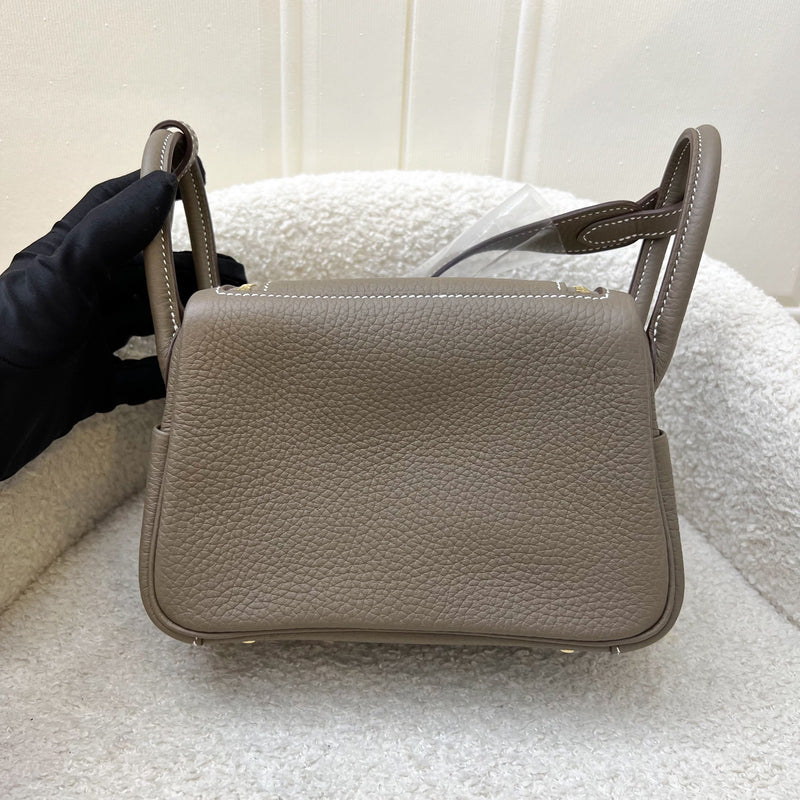 Hermes Mini Lindy in Etoupe Clemence Leather and GHW