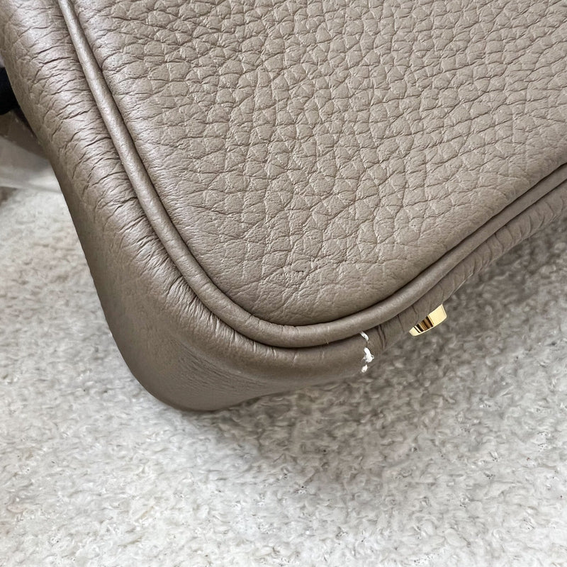 Hermes Mini Lindy in Etoupe Clemence Leather and GHW