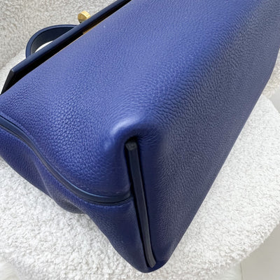 Hermes 24/24 29 Verso Bag in Bleu Saphir Maurice Leather, Navy and Sesame Swift Leather and GHW