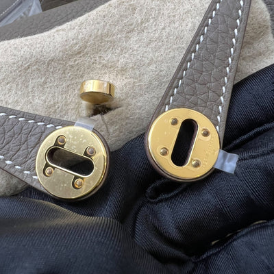 Hermes Mini Lindy in Etoupe Clemence Leather and GHW