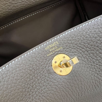 Hermes Mini Lindy in Etoupe Clemence Leather and GHW