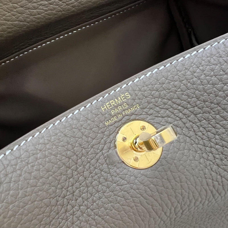 Hermes Mini Lindy in Etoupe Clemence Leather and GHW