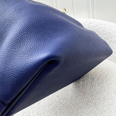 Hermes 24/24 29 Verso Bag in Bleu Saphir Maurice Leather, Navy and Sesame Swift Leather and GHW