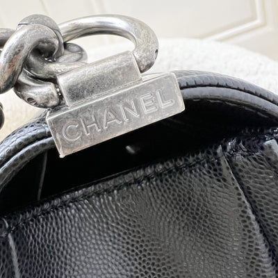 Chanel Medium 25cm Boy Flap in Black Caviar and RHW (Model: A67086)