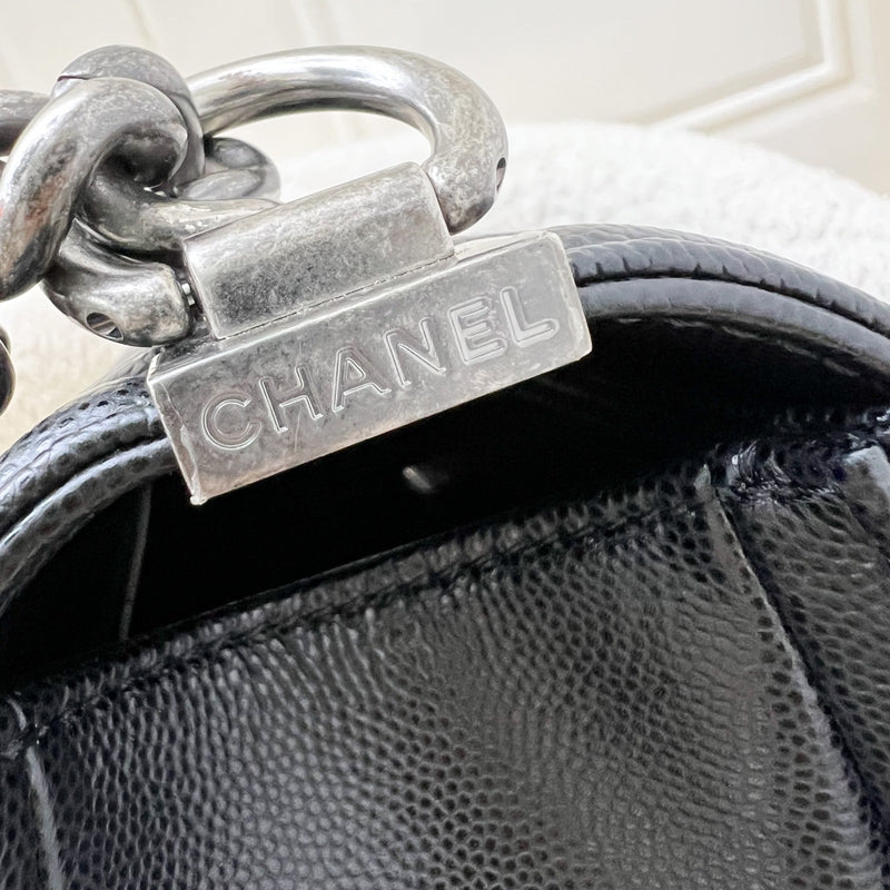Chanel Medium 25cm Boy Flap in Black Caviar and RHW (Model: A67086)