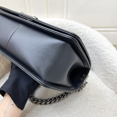 Chanel Medium 25cm Boy Flap in Black Caviar and RHW (Model: A67086)