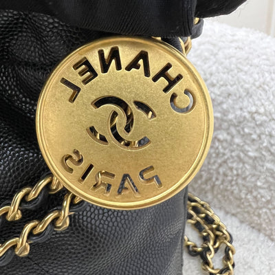 Chanel 22 Mini Hobo Handbag in 23K Black Shiny Caviar and AGHW