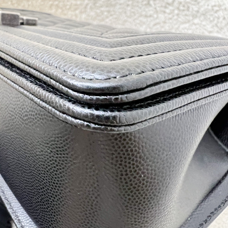 Chanel Medium 25cm Boy Flap in Black Caviar and RHW (Model: A67086)