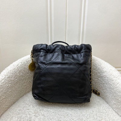 Chanel 22 Mini Hobo Handbag in 23K Black Shiny Caviar and AGHW