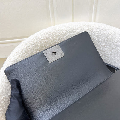 Chanel Medium 25cm Boy Flap in Black Caviar and RHW (Model: A67086)