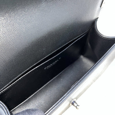 Chanel Medium 25cm Boy Flap in Black Caviar and RHW (Model: A67086)