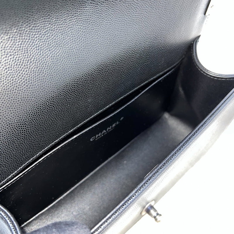 Chanel Medium 25cm Boy Flap in Black Caviar and RHW (Model: A67086)