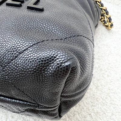 Chanel 22 Mini Hobo Handbag in 23K Black Shiny Caviar and AGHW